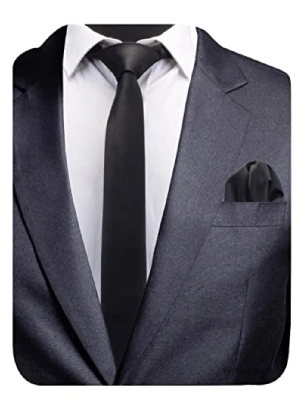 Solid Skinny Tie & Pocket Square Set for Men - Classic Slim 2.4